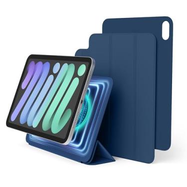 Imagem de elago Capa fólio magnética para iPad Mini 6th - azul, compatível com Apple iPad Pencil, materiais de couro e metal, design fino, proteção resistente