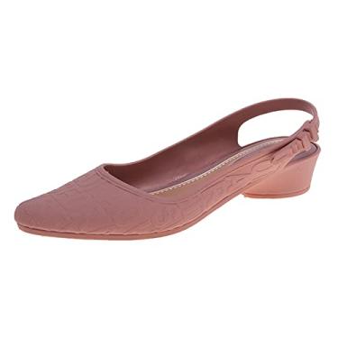 Imagem de Sandálias femininas moda casual plástico slip on sandálias femininas verão antiderrapante desgaste externo único casual sapatos, rosa, 7