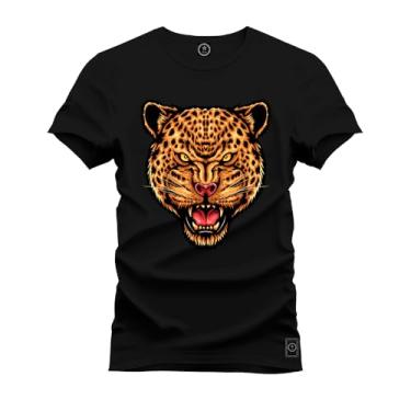 Imagem de Camiseta Plus Size T-Shirt Algodão 100% Algodão Onça Caçadora Preto G3
