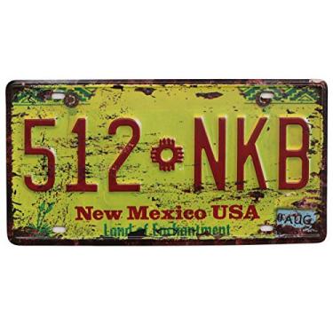 Imagem de Placa de licença automotiva UOOPAI vintage de metal retrô, tamanho da etiqueta em relevo 15,24 cm x 30,48 cm, New Mexico
