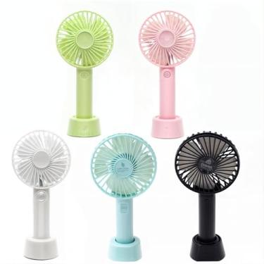 Imagem de Mini Ventilador Portátil de Mão e Mesa Recarregável USB Bateria de Longa Duração 3 Velocidades Super Potente Cor aleatória de acordo com disponibilidade