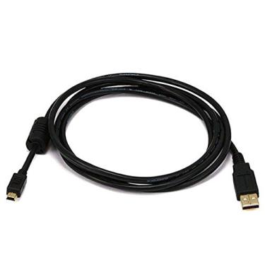 Imagem de Monoprice Cabo USB 2.0 A macho para Mini-B 5 pinos macho 28/24 AWG com núcleo de ferrite (banhado a ouro) (5447), preto, 91.44 cm