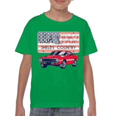 Imagem de Camiseta Shelby Country Youth 1962 GT500 American Racing USA Made Mustang Cobra GT Performance Powered by Ford Kids, Verde, P