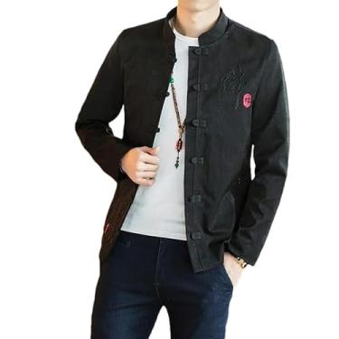 Imagem de KANG POWER Jaqueta bordada masculina japonesa streetwear jaqueta masculina jaqueta de inverno para homens casaco, Preto, G