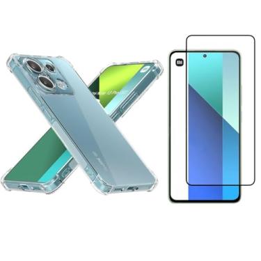 Imagem de Kit Capa Capinha Para Xiaomi Redmi Note 13 Pro 5g Case Air Anti Impacto Transparente + Pel�cula De Vidro Temperado 3d Full Cover (Transparente + Vidro 3d)