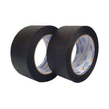 Imagem de Kit De Fita Crepe Adesiva Larga Preta 2 Rolos 48mm X 50m