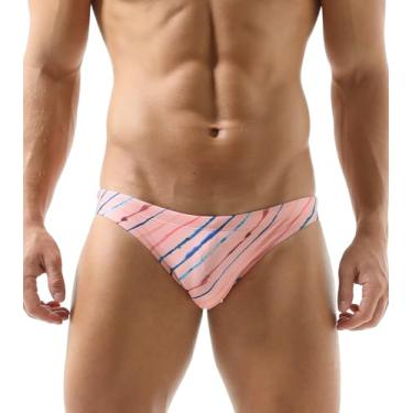 Imagem de Biquíni masculino sexy, listrado, diagonal, arco-íris, listrado, colorido, listrado, rosa, XXG