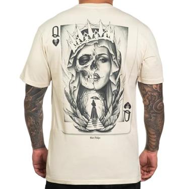 Imagem de Camiseta masculina Sullen Skull Queen Tattoo Lifestyle Graphic Art Premium Fit Soft Manga Curta para Homens, Off-white, GG