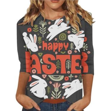 Imagem de Moletom feminino My Orders Easter para mulheres, coelhinho, camiseta de Páscoa, manga comprida, coelho, dourado, médio