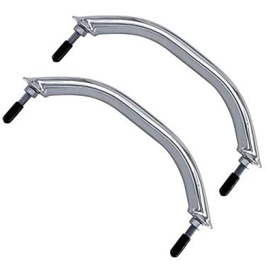Imagem de ISURE MARINE 2 peças de aço inoxidável 316 para barco, 21 cm, cabo de garra polido, tubo oval, corrimão para iate marítimo RV