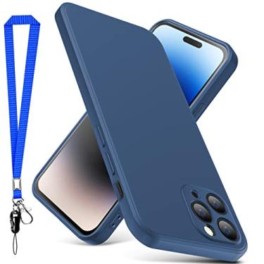 Imagem de YSLBWLE Capa para iPhone 11 Pro Max, capa fina de silicone líquido com cordão, à prova de choque, capa de telefone fina para iPhone 11 Pro Max, capa protetora de câmera de corpo inteiro - azul