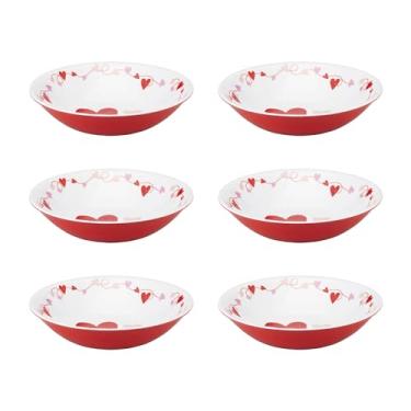 Imagem de UP Conjunto de 6 tigelas de jantar de melamina, sem BPA, lavadas na lava-louças, tigelas de cozinha para macarrão, arroz, sopa e salada, tigelas de 20 cm (dia dos namorados)