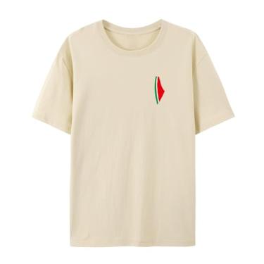 Imagem de BAFlo Camiseta de manga curta com bandeira da Palestina melancia paz, Caqui, PP