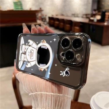 Imagem de Capa de telefone transparente à prova de choque de astronauta adequada para iPhone 15 14 13 12 11 Pro Max X XR XS 6 6s 7 8 Plus capa rígida, CDQ1228 preta, para iPhone 15