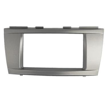 Imagem de 2 Din Radio Fascia para Toyota Camry DVD Painel Estéreo Dash Montagem Instalação Trim Kit Face Frame Dashboard Bezel Prata