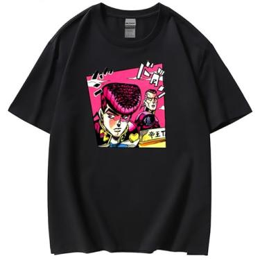 Imagem de Camiseta JoJo Bizarre Adventure Unissex Manga Curta 100% Algodão Killer Queen Cosplay Plus Size 5GG Anime Merch, Black-josuke, 5G