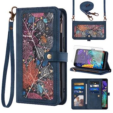 Imagem de Capa de telefone para LG Aristo 4/Astro 4+ Plus/Tribute Royal X320/Escape Plus/Journey LTE L322DL/K30 2019/Arena 2/X2/Prime 2 Capa carteira com protetor de tela e alça de pulso flip zíper porta-cartão