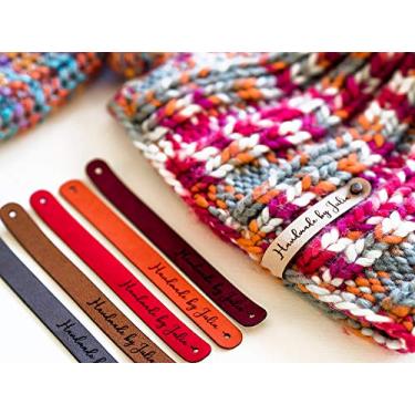 Imagem de Etiquetas de couro personalizadas para malhas, roupas, gorros, couro vegano, personalizáveis