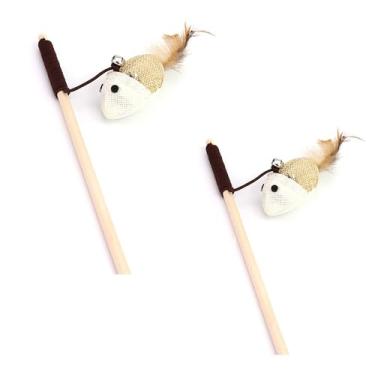 Imagem de Legou Bastão de provocação de madeira para animais de estimação, brinquedos para gatos e sinos, cor da imagem 1 2 peças