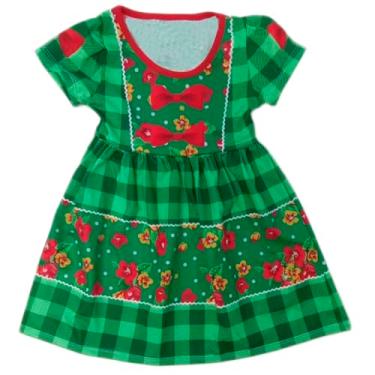 Imagem de Vestido Infantil Temático Festa Junina Xadrez Verde (BR, Numérico, 6, Regular, Verde)