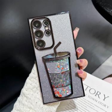 Imagem de Capa gradiente glitter 3D Cup areia movediça para Samsung S24 Ultra S23 S22 Ultra Bling Case para Galaxy S24 TPU macio capa de luxo fina, SF preto, para Samsung S24