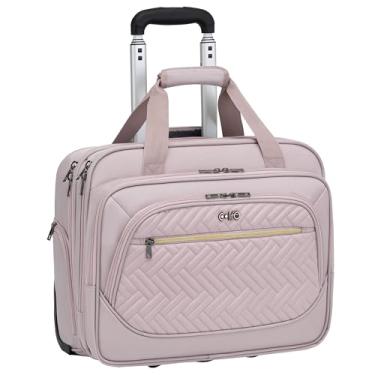Imagem de Coolife Pasta para laptop com rodinhas de 17,3 polegadas, bolsa de computador com rodas, cuecas para computador de escritório móvel, rosa, 17.3 Inch, Moderno