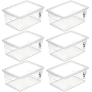 Imagem de 6 Caixas Organizadoras 15L Plástico Empilháveis com Tampa My