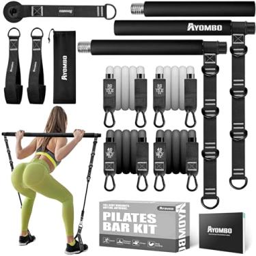 Imagem de Ayombo Barra de Pilates, kit de barra de Pilates multifuncional com faixas de resistência, conjunto de equipamentos de treino de fitness ajustável para homens e mulheres, equipamento portátil de
