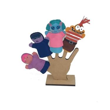 Imagem de Artesanato Feliz Criança Conjunto de Dedoches 4 Emoções em Feltro