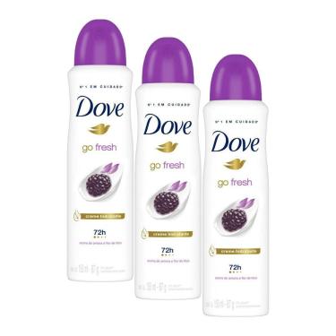 Imagem de Kit com 3 Desodorantes Antitranspirantes Aerosol Dove Go Fresh Amora e Flor de Lótus 150ml