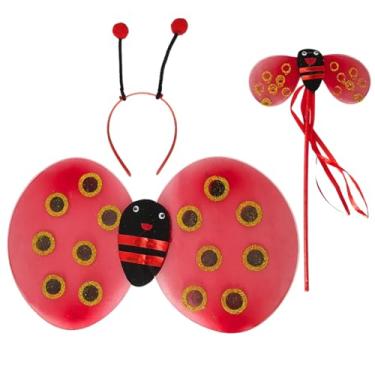 Imagem de Kit Fantasia Asa Joaninha Dupla Luxo Tiara/Varinha Infantil