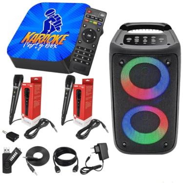 Imagem de Karaoke Party Box Azul Profissional +2 Microfones +Caixa de Som +De 2000 Músicas Diversas (Não precisa de internet) ORIGINAL