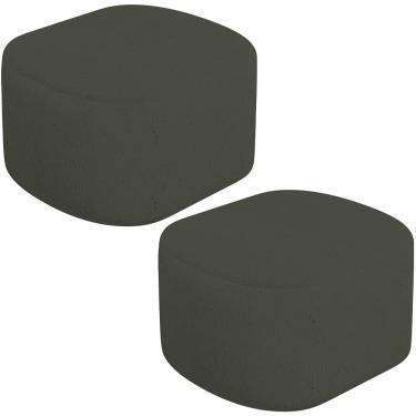 Imagem de Kit 2 Puffs Decorativos Orgânico para Living Quarto 70cm Doha W01 Linho Verde Musgo - Lyam Decor