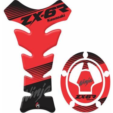 Imagem de Adesivo Tanque + Bocal Resinados Zx 6r Kawasaki Vermelho - Resitank