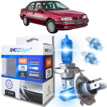Imagem de Kit par lâmpadas super branca conector h4 8500k shocklight + par leds 