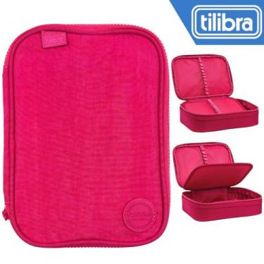 Imagem de Estojo Box Jumbo Tilibra Escolar Grande Académie, Rosa Cereja