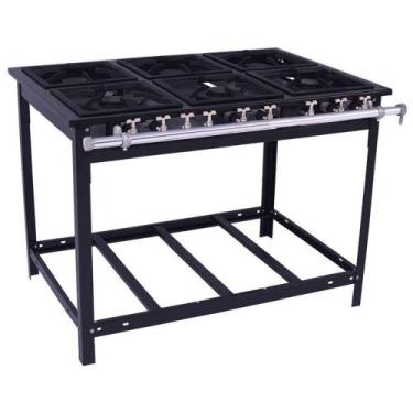 Imagem de Fogão Industrial Vemâncio A Gás Glp 6 Bocas - 3 Simples 3 2 Duplas 30x