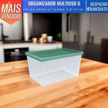 Imagem de Pote Organizador 2,9 Litros Porta Mantimentos C/ Tampa Translúcido UZ 