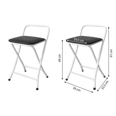 Imagem de Banco banqueta baixa dobravel com encosto kit 2 peças - wrm metal, Bra