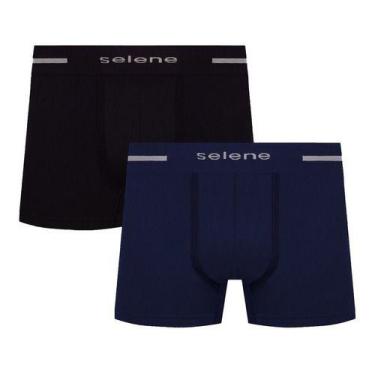 Imagem de Kit 2 Cueca Box Boxer Microfibra Selene Masculina Original, Preta com 