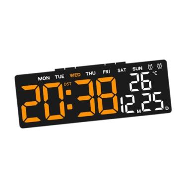 Imagem de Generic Despertador digital multifuncional com 3 níveis de brilho e regulador de intensidade LED Relógio digital elétrico de mesa para sala de estar Mesa, Tempo Laranja, Concha Preta