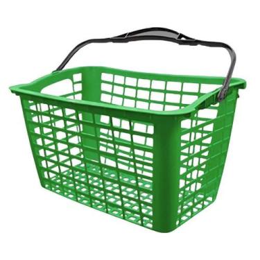 Imagem de Cesta De Supermercado 12 Litros Multiuso Reforçada Verde Alça Preto Si