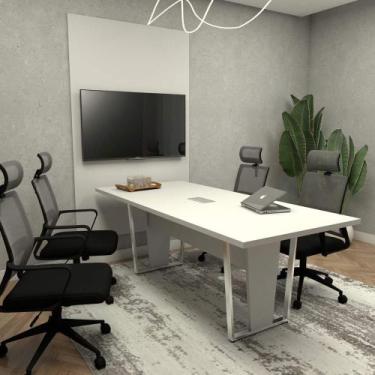 Imagem de Conjunto Escritório Mesa 2m Caixa Tomada e Painel TV CZ F5 - F5 Office