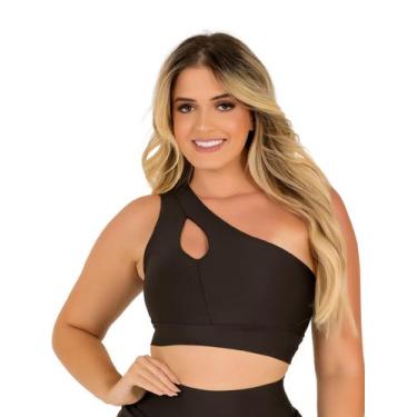 Imagem de Top Cropped Fitness Feminino Tranversal Academia Treino Musculação Gin