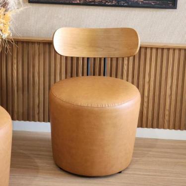 Imagem de Puff Poltrona Vênus Com Encosto De Madeira material sintético Caramelo