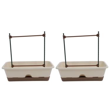 Imagem de 2 Peças de Caixa para Plantador de Varanda, Vasos de Flores Suspensos de Ferro de Metal Com Treliça de Camada Dupla, Pires Removível, Caixa de Janela, Plantador para Cultivo de