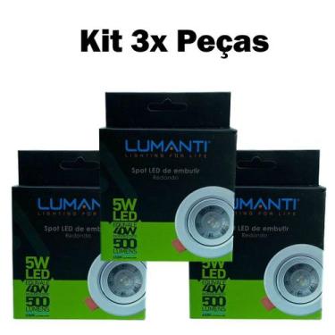 Imagem de Kit 3X Spot LED de Embutir 5W Redondo - LUMANTI