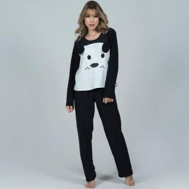 Imagem de Pijama Plush Adulto Feminino Longo Estampa Cachorro - Bella Fiore Moda
