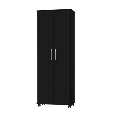 Imagem de Armário Multiuso Arezzo 2 Portas 4 Rodízios Preto J&A Móveis