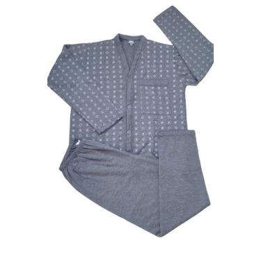Imagem de Pijama Masculino Aberto Flanelado Plus Size - DANI LINGERIE, Cinza, 54